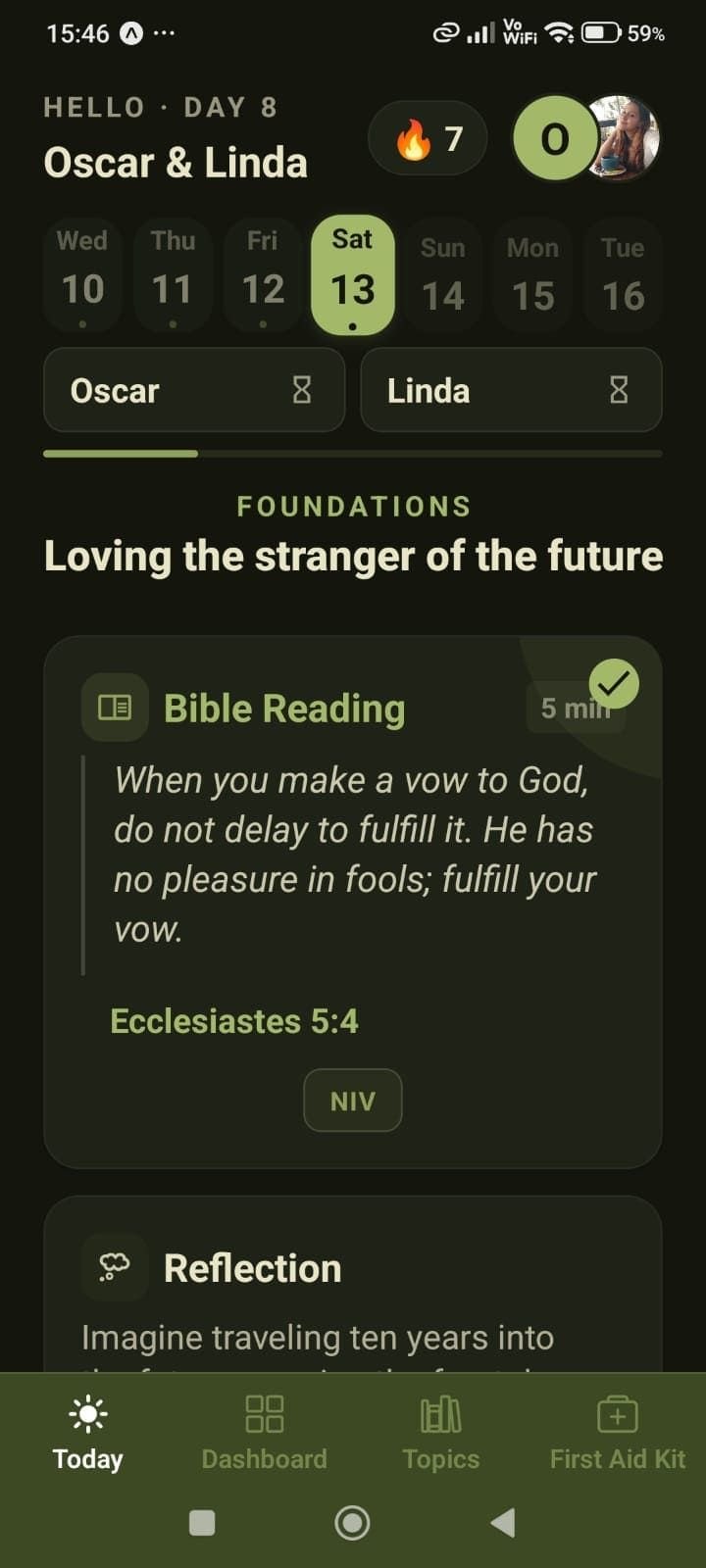 Couples Devotional screen in the app